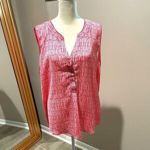 Hanna & Gracie Pink & White Sleeveless Blouse - XL